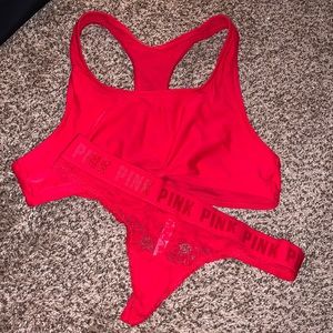 PINK red bra and panties